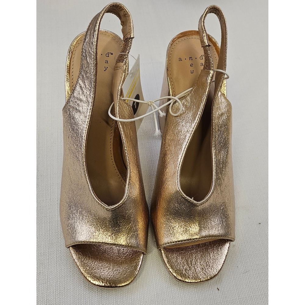 A New Day Rose Gold Metallic Slingback Block Heels Women's Size 9.5